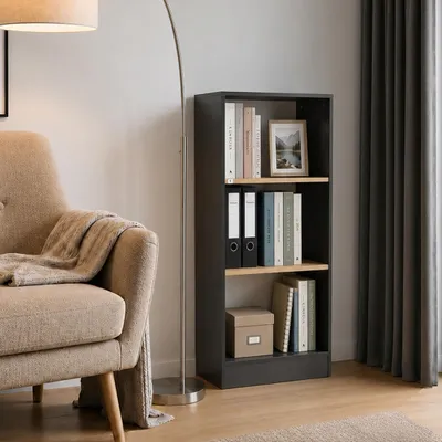 Produktbild von VCM Bücherregal für Aktenordner, Büroregal mit 3 Fächern, H. 114 x B. 52 x 30 cm, Standregal für Büro und Homeoffice - Dilos