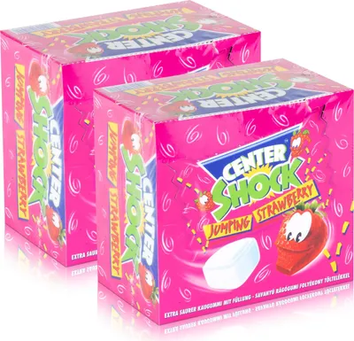 Produktbild von Center Shock Jumping Strawberry 100 Stück - Extra saurer Kaugummi (2er Pack)