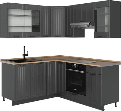 Immagine prodotto di Cucina angolare completa Vicco Fame-Line Grigio scuro 190 x 60 cm , PL Rovere, Model 57281
