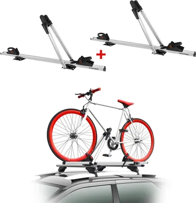 Immagine prodotto di 2x Portabici Menabo Juza per biciclette fino a 15 kg Portabici da tetto in alluminio ABE
