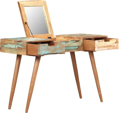 Image de Coiffeuse avec miroir 112x45x76 cm Bois massif de récupération