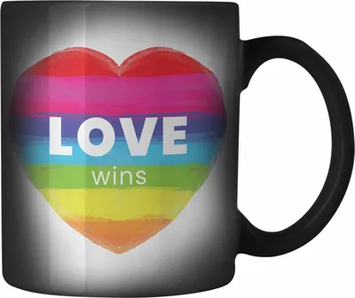 Produktbild von Trendation - Regenbogen Farbwechsel Zauber-Tasse Geschenk LGBT Schwule Lesben Transgender Grafik Pride Love (Schwarz)