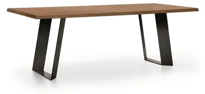 Immagine prodotto di Tavolo da pranzo moderno con elegante piano in legno e robuste gambe in metallo