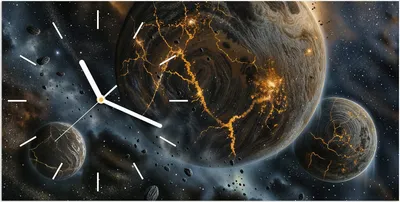 Produktbild von Wanduhr aus Glas mit Motiv Drei Welten- 60 x 30 cm - inkl. Aufhängesystem