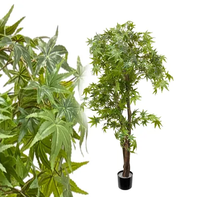 Produktbild von Hanfbaum 170 cm Marihuanabaum künstlich wie echt Kunstbaum Kunstpflanze Kunstblume Deko