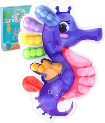 Produktbild von Seepferdchen Farbsortierspielzeug für Kleinkinder, Bienenformen Sensorisches Spielzeug, Montessori Spielzeug ab 3 Jahren, ideal für Autismus & Feinmot