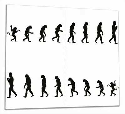 Produktbild von Wallario Herdabdeckplatte aus Glas, Größe 60 x 52 cm 2-teilig, Motiv Evolution - Die Entwicklung des Menschen