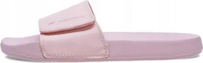 A single pink slide sandal shown from the side against a white background.