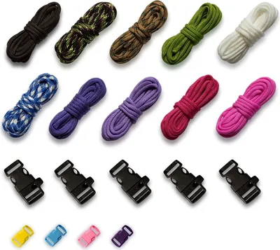 Produktbild von 19-teiliges Paracord Set Seile Schnüre Knüpfset Bastelset Armband Band Verschluß