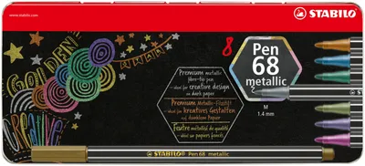 Produktbild von Premium Metallic-Filzstift - STABILO Pen 68 metallic - 8er Metalletui - mit 8 verschiedenen Metallic-Farben