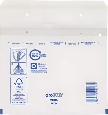 Produktbild von aroFOL Luftpolstertaschen CD, 180x165 mm, weiß, 100 Stück