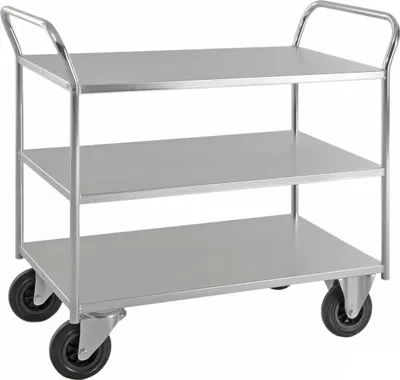 Produktbild von Kongamek Etagenwagen voll verschweisst und verzinkt mit 3 Böden 940x440mm Ladefläche mit Bremse