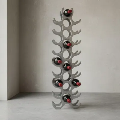 Produktbild von Weinregal Flammen aus Aluminium, 27 Flaschen, Modernes Aussehen. 31x14x98 cm | Kadima Design