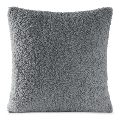 Image de Eurofirany Taie d'oreiller imitation peau de mouton argenté 45 cm x 45 cm