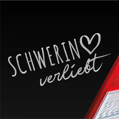 Produktbild von Auto Aufkleber Schwerin verliebt Herz Stadt Heimat Liebe Car 19x7 cm Silber Sticker Heckscheibenaufkleber