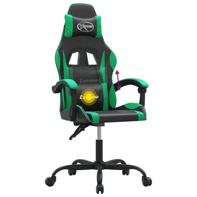 Obrázek produktu pro Otočná herní židle černá a zelená umělá kůže