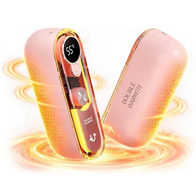 Produktbild von Magnetischer Handwärmer, 2-in-1, wiederaufladbar, 10000 mAh, 4 Heizstufen, LED-Display, beidseitige Wärme, Rosa