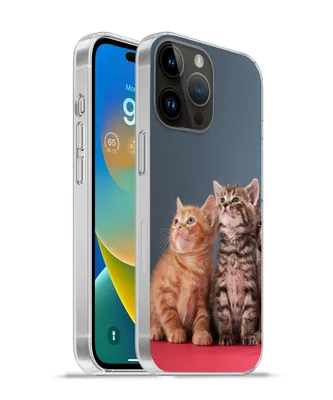 Produktbild von MuchoWow® Handyhülle Schutzhülle Hülle für Apple iPhone 14 Pro - Softcase Kätzchen - Blau - Rosa - Mädchen - Jungen - Kind Silikon Softcase Handy Hülle - Umschlag
