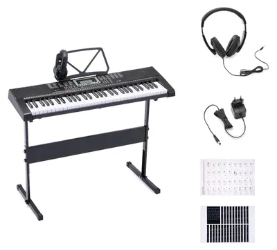 Obrázek produktu pro A. Digitální klaviatura s 61 klávesami, sluchátka, stojan na noty, 255 zvuků