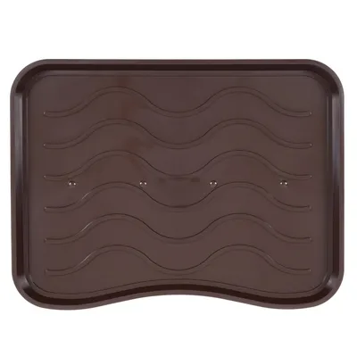 Produktbild von e-floor Schuhablage 38x50 cm Signet Braun – Wasserdichte, pflegeleicht, Kunststoffmatte schützt Böden vor Schmutz & Wasser, hält 2 Paar Schuhe