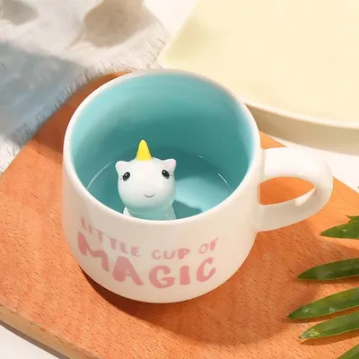 Obrázek produktu pro 3D keramický hrnek s jednorožcem, ručně vyráběný vánoční dárek