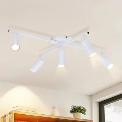 Obrázek produktu pro ZMH stropní světlo bílé stropní reflektor GU10: stropní svítidlo 5 plamenů moderní stropní reflektor obývací pokoj 330° otočné kuchyňské svítidlo průmyslové svítidlo pro jídelnu kancelář - bez žárovek