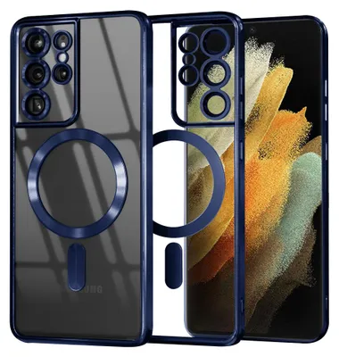 Produktbild von Techsuit Luxury Crystal Back Cover Hülle mit MagSafe für Samsung Galaxy S21 Ultra - Dunkelblau