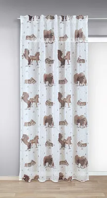 Produktbild von Fertigvorhang verdeckte Schlaufen "Pferde" braun-rosa 245x135cm