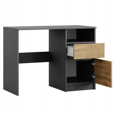 Immagine prodotto di Scrivania compatta 100x50 cm | Scrivania moderna per computer e ufficio | Scrivania per PC per l'home office e la camera dei ragazzi | Grande, rovere Wotan / antracite