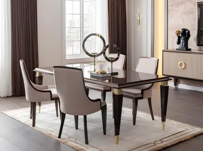 Zdjęcie produktu dla Elegancki zestaw: stół z 6 krzesłami do jadalni.