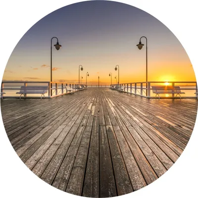Produktbild von Sticker rund MOLE Sonnenuntergang Himmel Meer Natur Landschaft 3D Wandtattoo Wanddeko Wohnzimmer Schlafzimmer Flur 100 cm x 100 cm