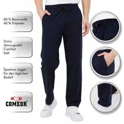 Produktbild von COMEOR Jogginghose Herren Baumwolle, lange Sporthose, Blau, Größe L