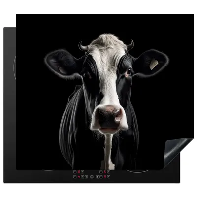 Obrázek produktu pro KitchenYeah® Krycí deska na sporák zvířata - krávy - na výšku - černá, 59x51cm, dekorace do kuchyně, keramická krycí deska, krycí deska na varnou desku