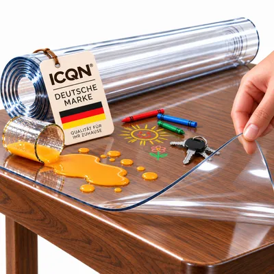 Produktbild von Tischdecke Transparente PVC Tischschutzfolie 2 mm, kratzfest & hitzebeständig, KI-generiertes Bild