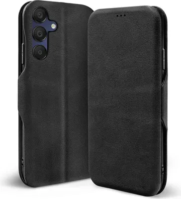 Produktbild von Conie Retro Klapp Tasche für Samsung Galaxy A35 5G Kartenfach Hülle Rundumschutz in Schwarz