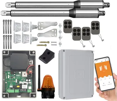 Produktbild von Antriebsset für zweiflügeliges Tor DE250 2x2,5m 400kg Wi-Fi Lampe 4xFernbedienung