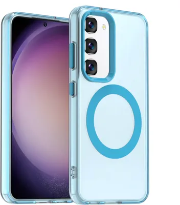Produktbild von Handyhülle für Samsung Galaxy S23, Hülle Kompatibel mit MagSafe, Schlank Durchscheinend Matt Stoßfest Schutzhülle Blau