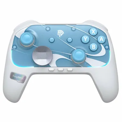 Imagen del producto de EasySMX S10, compatible con Nintendo Switch/Switch 2, PC, dispositivos móviles, joystick TMR, vibración HD, color blanco y azul, controlador inalámbrico