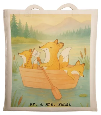 Produktbild von Mr. & Mrs. Panda Tote Bag Fuchs Kanufahren Design - Weiß - Geschenk, Kanutour, Tasche, Schultasche, Kanu Schule, Shopping, fahren, Kanuverleih, Uni, Laptoptasche