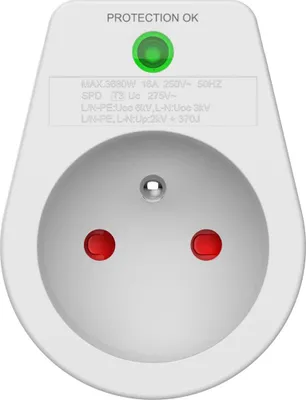 Immagine prodotto di Force Power, presa di protezione contro i fulmini tipo E 1 - grado di protezione 310J, bianco
