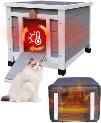 Immagine prodotto di Cuccia per piccoli animali, adatta per gatti, con alimentatore isolato per l'inverno; coniglioio impermeabile per conigli e gatti