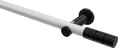 Produktbild von Interdeco Gardinenstange / Vorhangstange Weiß / Schwarz, Typ Platon Elanto (Rillenzylinder) ohne Ringe, 20 mm Ø 1-läufig, 420 cm