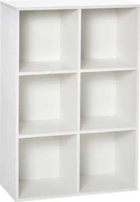 Produktbild von HOMCOM Bücherregal, 3-stöckiges Holzregal mit 6 Aufbewahrungswürfeln, für Wohnzimmer, Schlafzimmer, Büro, 65,5 x 30 x 97,5 cm, Weiß