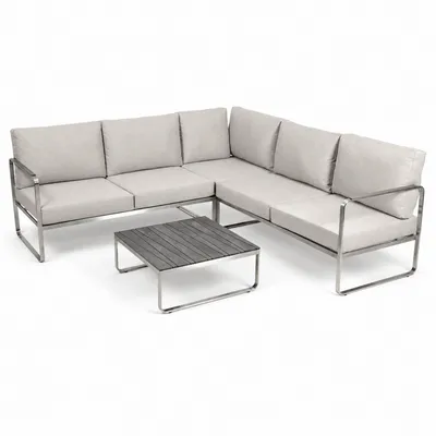 Produktbild von greemotion Gartenlounge-Set Sydney Lounge-Set Edelstahl / Beige inkl. Auflagen & Tisch