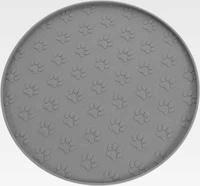 Produktbild von Silikon Futtermatte Rund 27cm mit Erhöhtem Rand rutschfeste Unterlage für Katzen und Hunde Auslaufsichere Futternapf Matte mit Fressmuster für Langsames Fressen