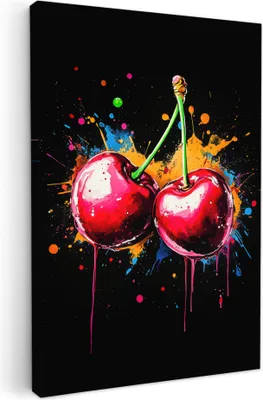Obrázok produktu pre Obrazy na plátne 20x30 cm - Graffiti - Čerešne, nástenné umenie, dekorácie na stenu obývačka, obraz