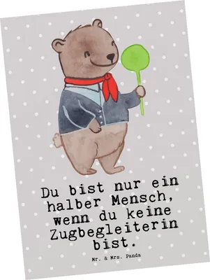 Produktbild von Mr. & Mrs. Panda Postkarte Zugbegleiterin Herz - Grau Pastell - Geschenk, Postkarten, Fotokarte, Grußkarte, Ansichtskarten, bildkarte