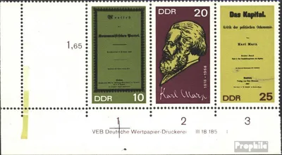 Produktbild von Briefmarken DDR 1968 Mi WZd195DV L mit Druckvermerk (kompl.Ausg.) postfrisch Karl Marx