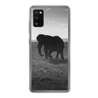 Produktbild von MuchoWow® Handyhülle Schutzhülle Hülle für Samsung Galaxy A41 Elefant - Einfarbig - Tiere - Schwarz und weiß Silikon Softcase Handy Hülle - Mobiltelefon