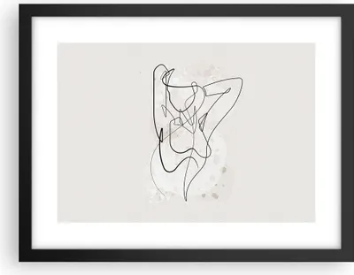 Produktbild von Gerahmtes Poster - Schwarzer Rahmen - Linie Frau Linie - 40x30 cm - Wand Bild - Wanddeko - Wandbilder - Kunstposter - Wandposter - Bilderrahmen - Bilder - Kunstdruck - Wanddekoration - P2BAA40x30-5119